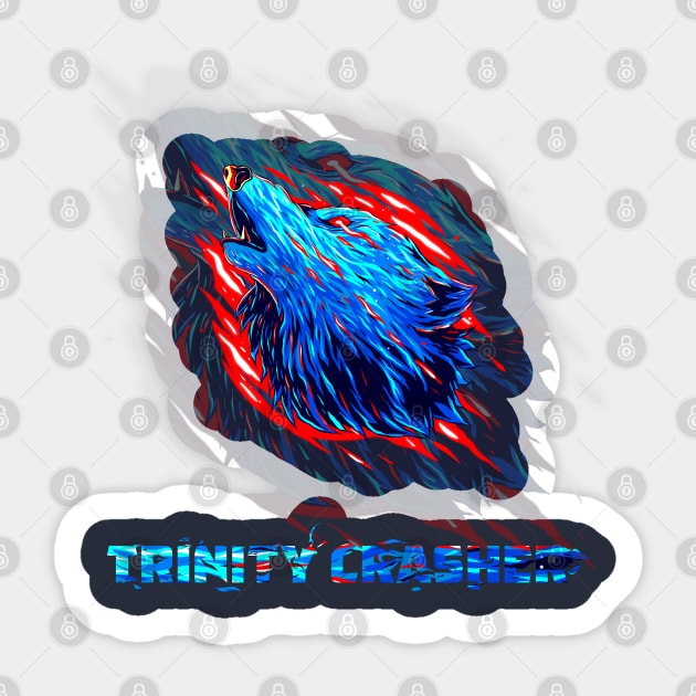 Trinity Crasher fury a Cool Red and blue full Wolf Sticker by hammerhead555000